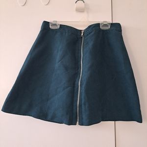 Green/teal suede mini skirt